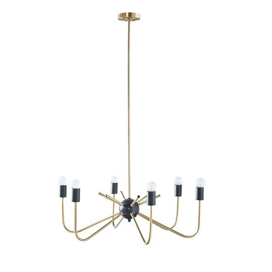 Hampton Hill Alexis Chandelier | Modern Two-Tone Antique Brass and Black Finish