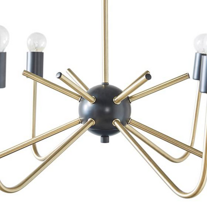 Hampton Hill Alexis Chandelier | Modern Two-Tone Antique Brass and Black Finish