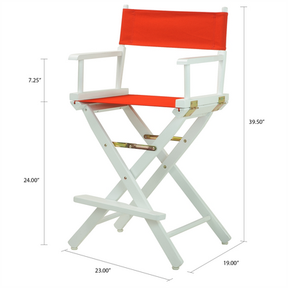 24" Director's Chair White Frame-Red Canvas - Portable and Sturdy