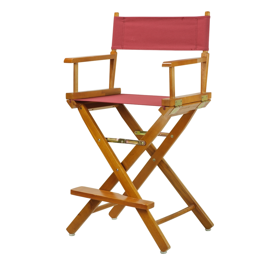 24" Director's Chair Honey Oak Frame-Burgundy Canvas | Portable & Stylish