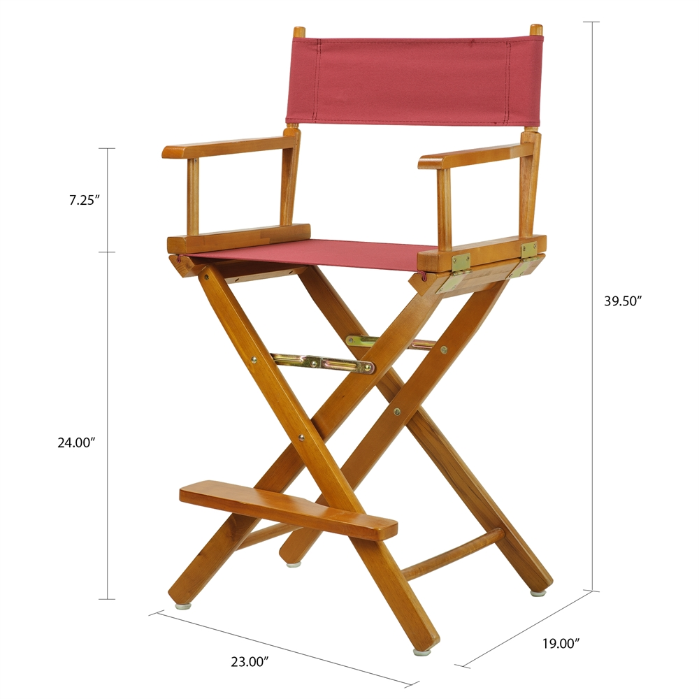 24" Director's Chair Honey Oak Frame-Burgundy Canvas | Portable & Stylish