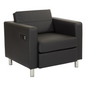 Atlantic Chair - High Performance Dillon Black Fabric, Charging Station, Silver Finish Legs