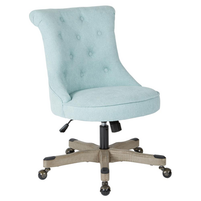 Hannah Tufted Office Chair | Mint Fabric | Grey Wood Base