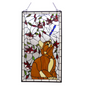 MIAOU Tiffany-glass Window Panel 18x31 - Colorful Cat and Dragonfly Design