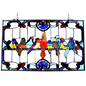 Tiffany-glass Gathering Birds Window Panel 32x20 | Stained Glass Panel