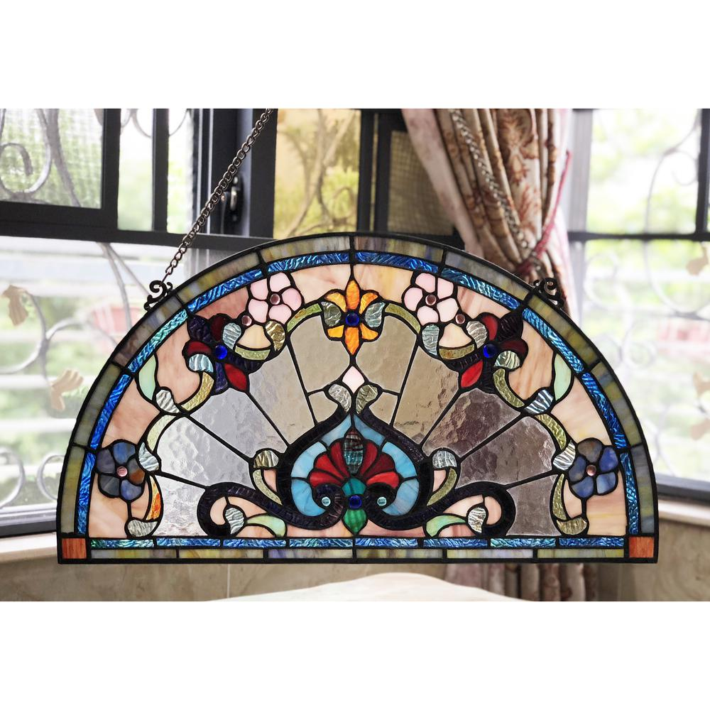 EMERSYN Victorian Tiffany-Style Glass Window Panel - Handcrafted