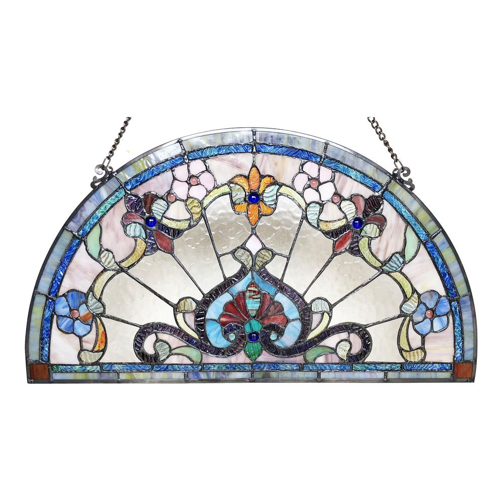 EMERSYN Victorian Tiffany-Style Glass Window Panel - Handcrafted