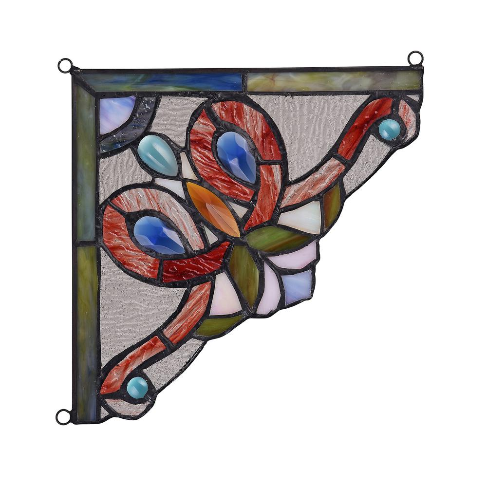 VICTORIE 8" Victorian Tiffany-Style Stained Glass Panel