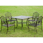 5-Piece Sun Ray Iron Square Dining Group - Elegant Outdoor Comfort