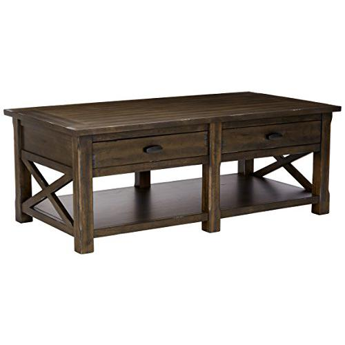 Rectangular Cocktail Table - Rustic Design, Smoky Gray/Brown Finish - Navarrete Furniture