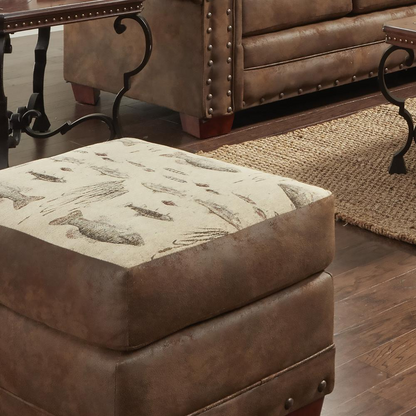 Angler's Cove Ottoman: Rustic Fishing Lodge Comfort for Your Home