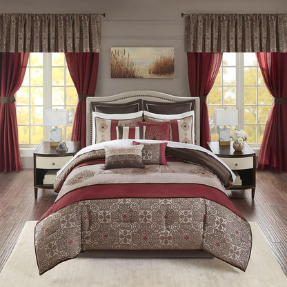 Delaney 24 Piece Room in a Bag - Elegant Jacquard Embroidered Bedding Set