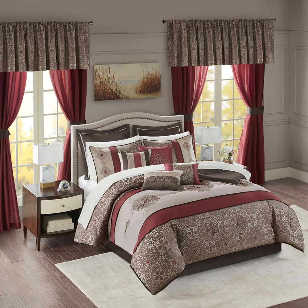 Madison Park Essentials Delaney 24 Piece Room in a Bag - Elegant Jacquard Embroidered Comforter Set