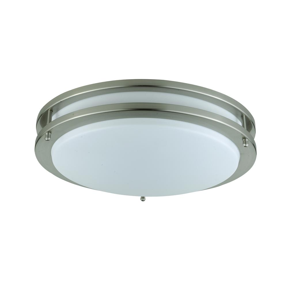 E26 Socket X 2 Ceiling Fixture - Durable Metal Construction, Brush Steel Trim, Flush Mount