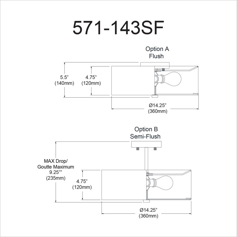 3LT Incandescent Semi-Flush AGB - Modern Lighting for Your Home