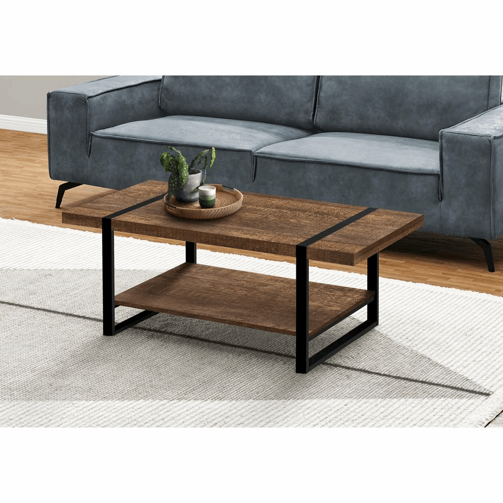 COFFEE TABLE - BROWN RECLAIMED WOOD-LOOK / BLACK METAL