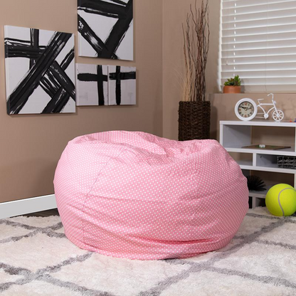 Oversized Light Pink Dot Refillable Bean Bag Chair for All Ages