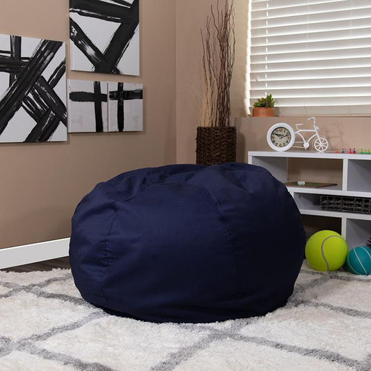 Oversized Solid Navy Blue Bean Bag Chair for Kids and Adults - Ultimate Comfort and Style