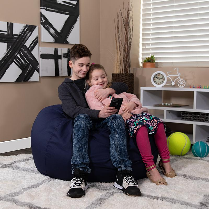 Oversized Solid Navy Blue Bean Bag Chair for Kids and Adults - Ultimate Comfort and Style