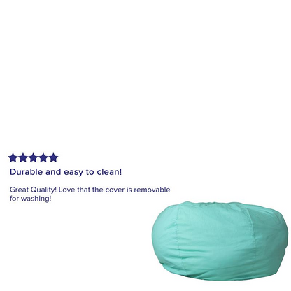 Oversized Solid Mint Green Bean Bag Chair for Kids and Adults