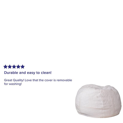 Small White Furry Bean Bag Chair for Kids and Teens - Cozy and Versatile