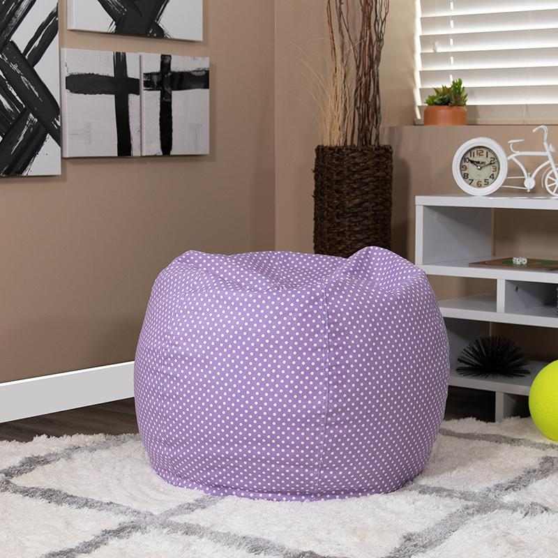 Small Lavender Dot Bean Bag Chair for Kids and Teens - Comfortable and Portable