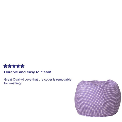 Small Lavender Dot Bean Bag Chair for Kids and Teens - Comfortable and Portable