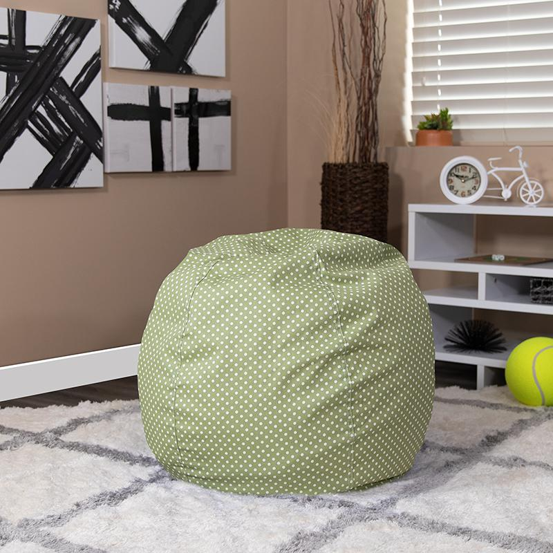 Cozy Kids Bean Bag Chair - Green Cover, Refillable Beads, Machine Washable