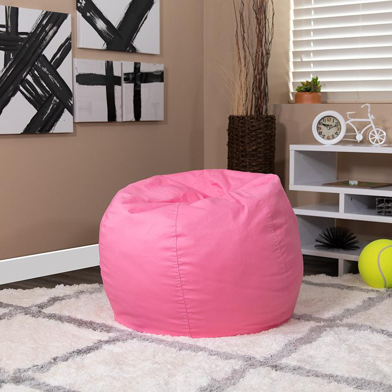 Small Solid Light Pink Bean Bag Chair for Kids and Teens - Comfortable and Durable