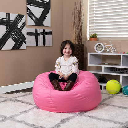 Small Solid Light Pink Bean Bag Chair for Kids and Teens - Comfortable and Durable