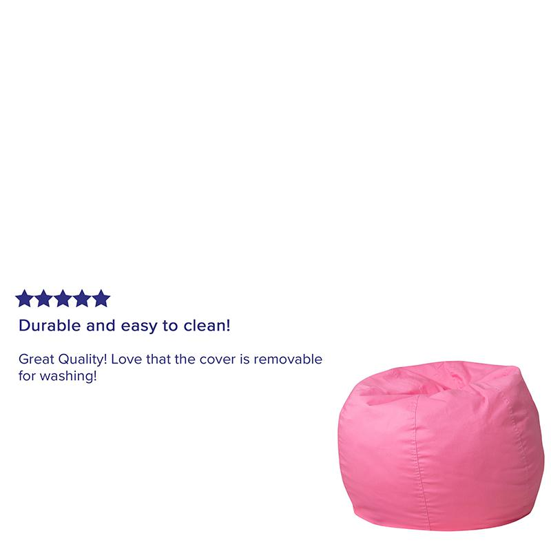 Small Solid Light Pink Bean Bag Chair for Kids and Teens - Comfortable and Durable