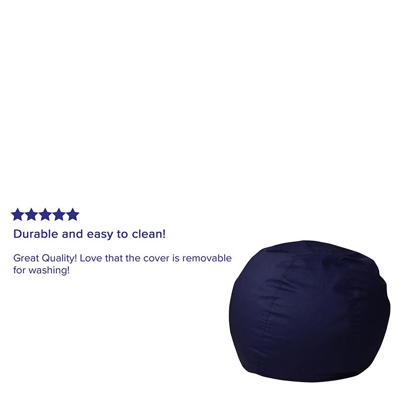 Kids and Teens - Small Solid Navy Blue Bean Bag Chair