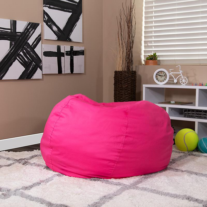 Oversized Solid Hot Pink Bean Bag Chair for Kids and Adults