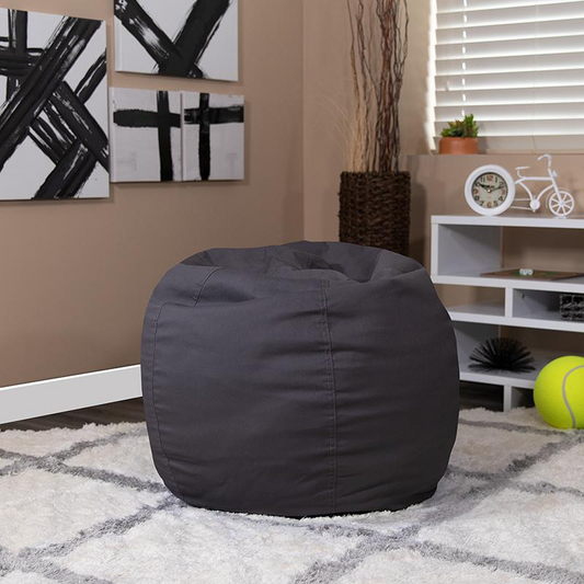 Small Solid Gray Bean Bag Chair for Kids and Teens - Lightweight, Durable, and Versatile