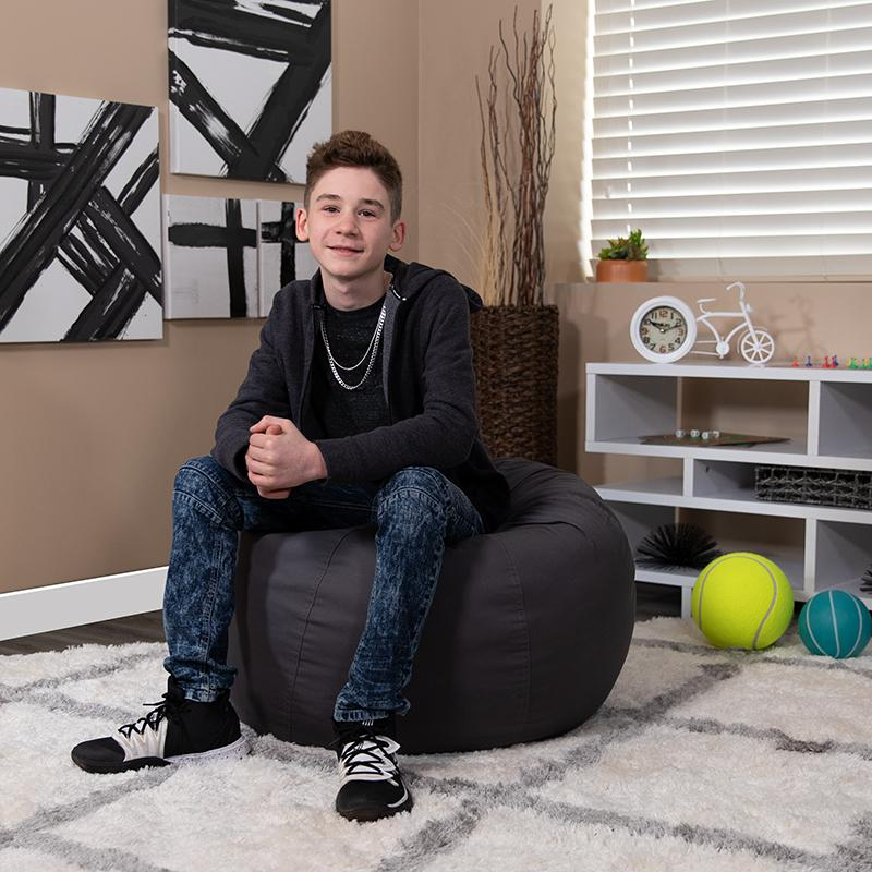 Small Solid Gray Bean Bag Chair for Kids and Teens - Lightweight, Durable, and Versatile