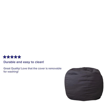 Small Solid Gray Bean Bag Chair for Kids and Teens - Lightweight, Durable, and Versatile