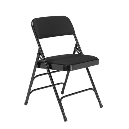 NPS® 2300 Series Deluxe Fabric Upholstered Triple Brace Double Hinge Premium Folding Chair, Midnight Black (Pack of 4)