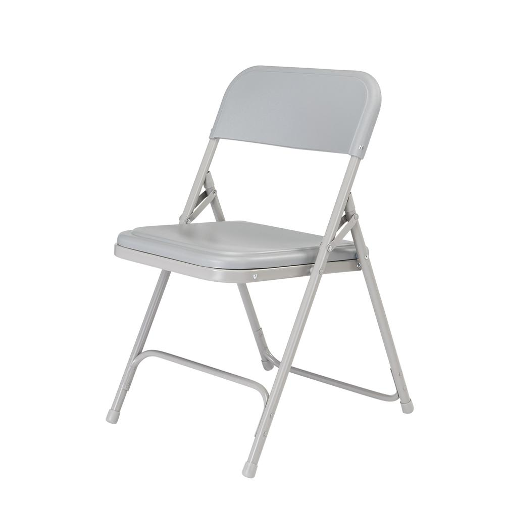 NPS® 800 Series Premium Lightweight Plastic Folding Chair, Grey (Pack of 4) - Durable, Comfortable, and Convenient