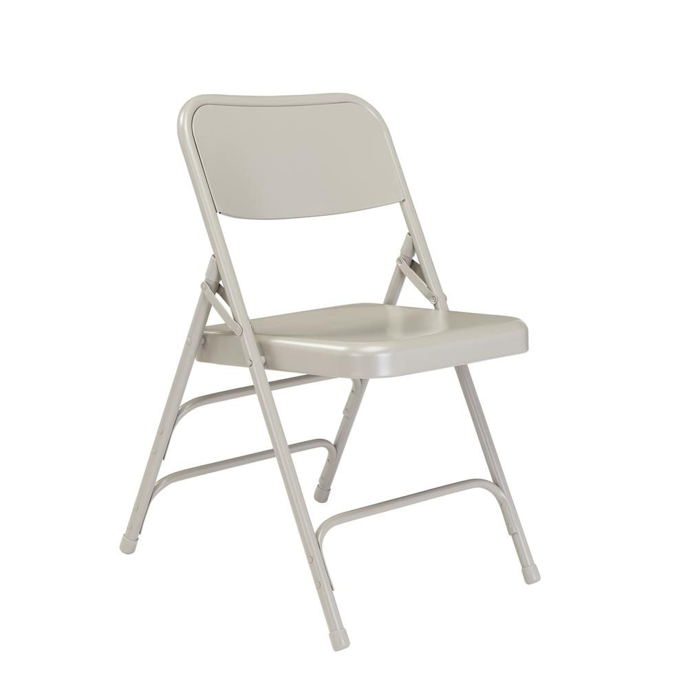 NPS® 300 Series Deluxe All-Steel Triple Brace Double Hinge Folding Chair, Grey (Pack of 4)