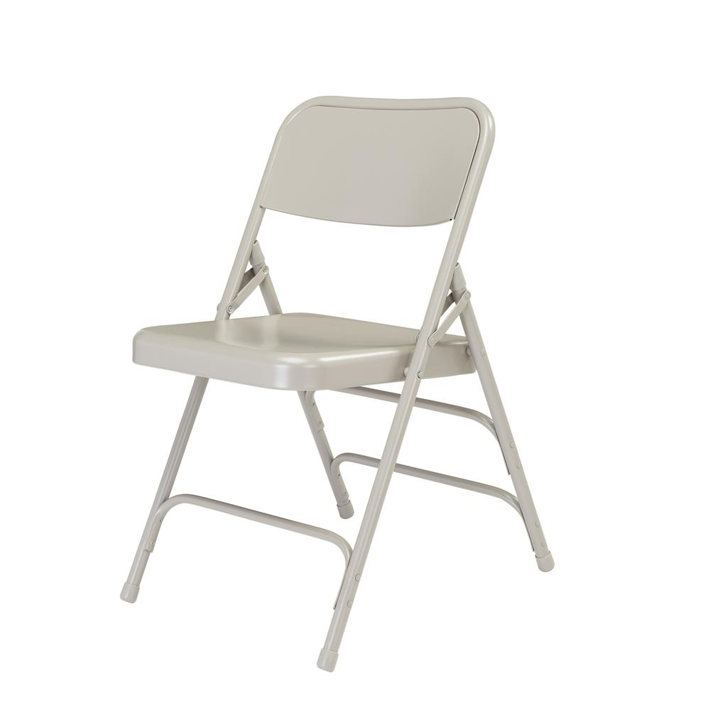 NPS® 300 Series Deluxe All-Steel Triple Brace Double Hinge Folding Chair, Grey (Pack of 4)