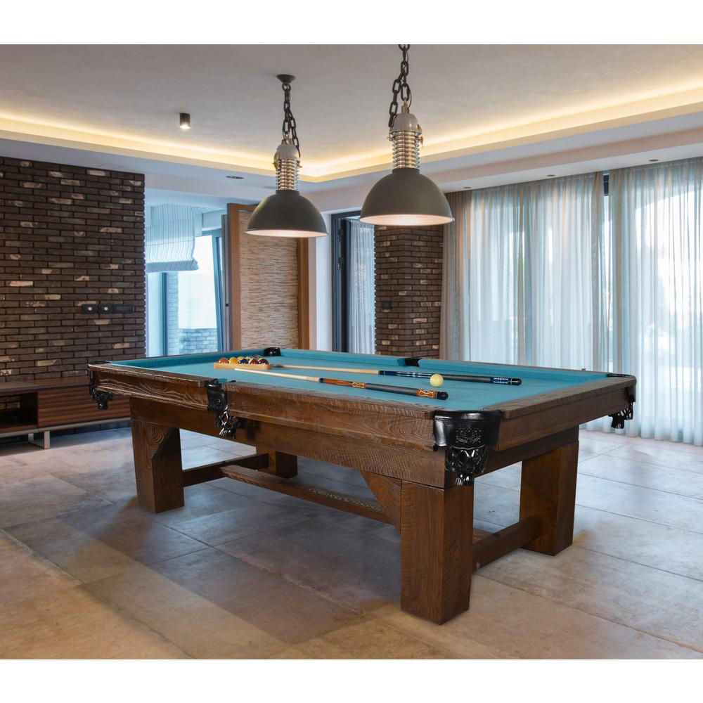 Bungalow Ash Wood Slate Top Pool Table - Hand Carved and Hand Finished Design