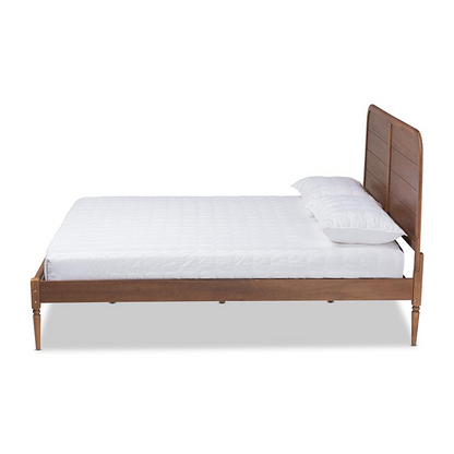 Traditional Walnut Brown Finished Wood Full Size Platform Bed