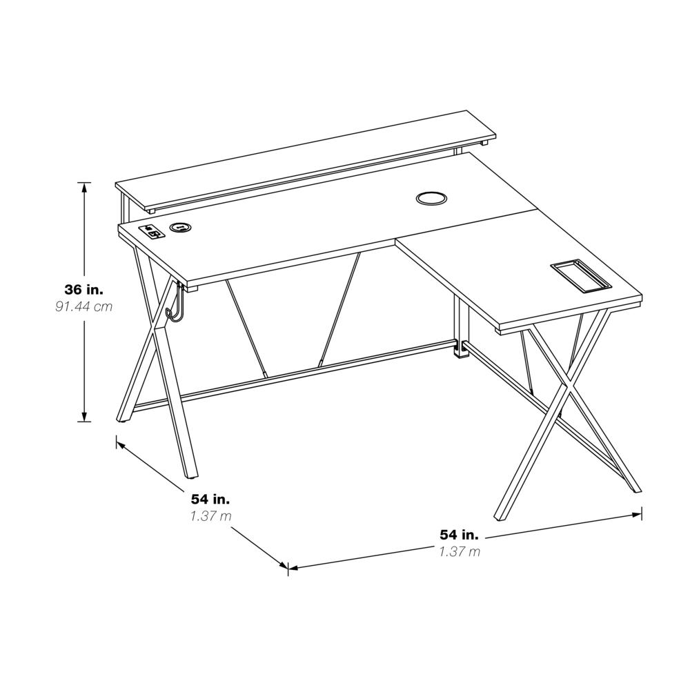 Checkpoint Battlestation L-shaped Gaming Desk with RGB LED Lights