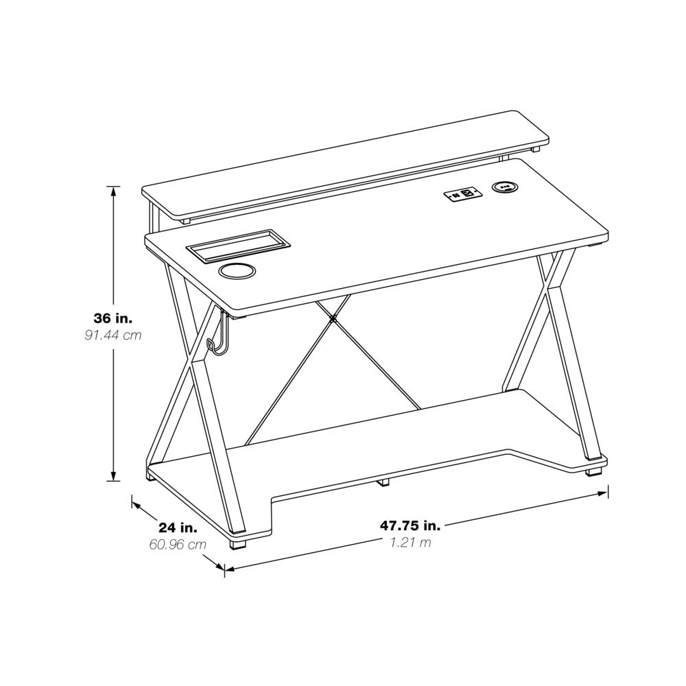 Checkpoint Ghost Battlestation Gaming Desk with RGB LED Lights | CKP4824GD