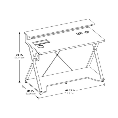 Checkpoint Ghost Battlestation Gaming Desk with RGB LED Lights | CKP4824GD