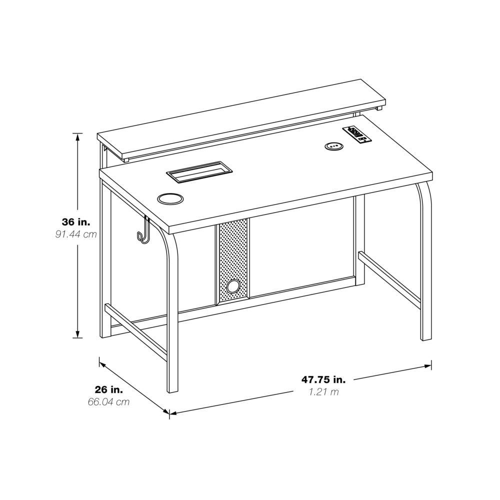 Reload 48” Gaming Desk | RLD4826GD | Elevated Monitor Shelf, RGB LED Lights, and Integrated Storage