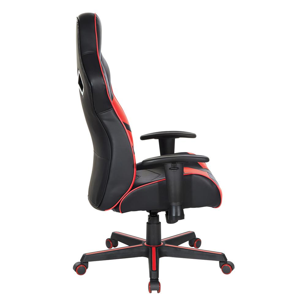 Vapor Gaming Chair in Black Faux Leather with Red Accents, VPR25-RD