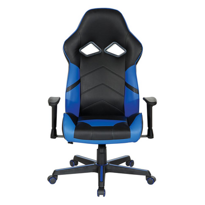 Vapor Gaming Chair in Black Faux Leather with Blue Accents