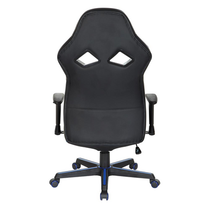 Vapor Gaming Chair in Black Faux Leather with Blue Accents