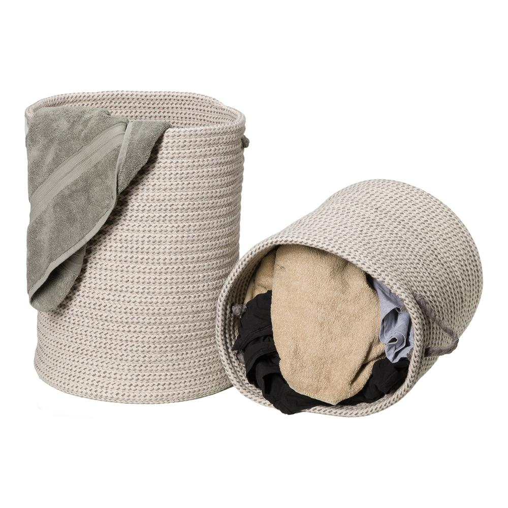 Sunbrella Sandstorm Woven Hampers - Gray 15"x15"x18" | Stain/Fade/Mildew Resistant, Easy-Grip Handles, Textured Look and Feel | Made in America